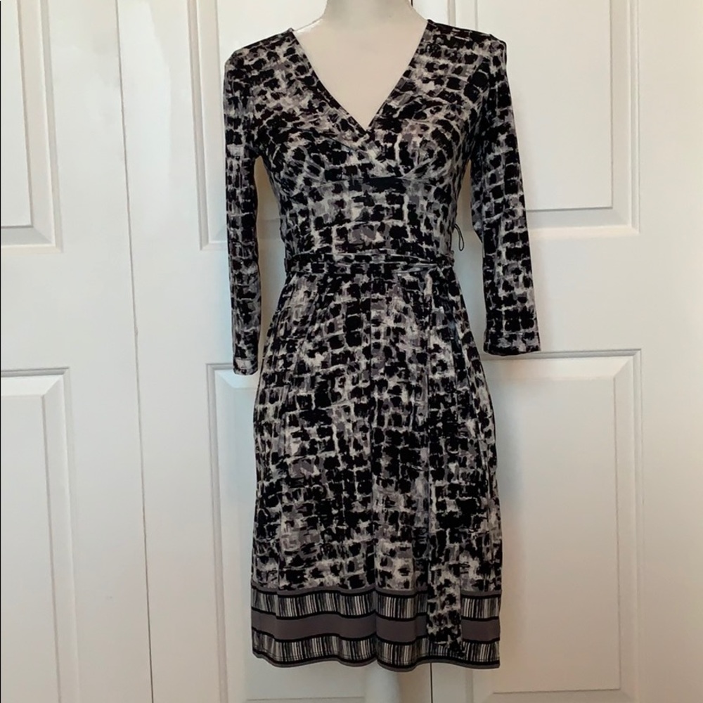 BCBG printed dress with tie belt.  Size XS